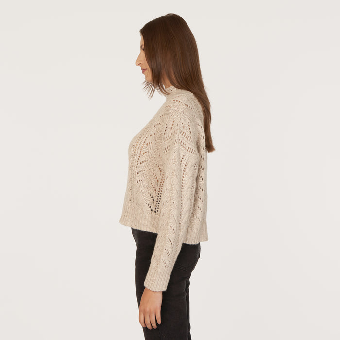 Autumn Cashmere Blouson Sleeve Cable Crew In Mojave