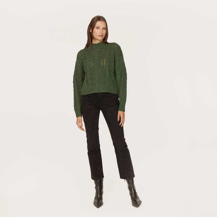 Autumn Cashmere Blouson Sleeve Cable Crew In Pickle