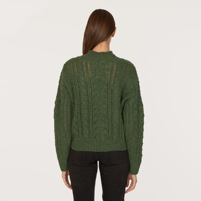 Autumn Cashmere Blouson Sleeve Cable Crew In Pickle