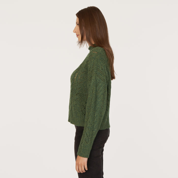 Autumn Cashmere Blouson Sleeve Cable Crew In Pickle