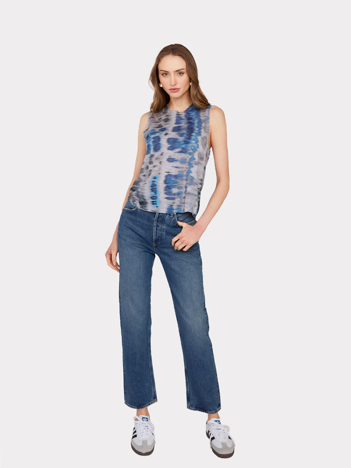 Autumn Cashmere Blurred Animal Print Distressed Muscle Tee