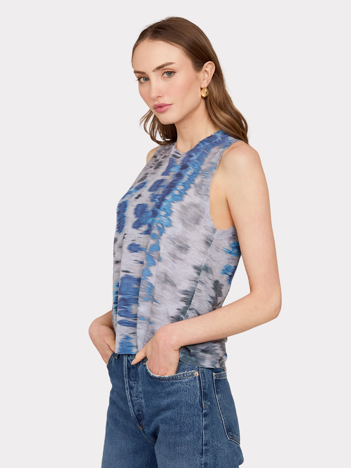 Autumn Cashmere Blurred Animal Print Distressed Muscle Tee