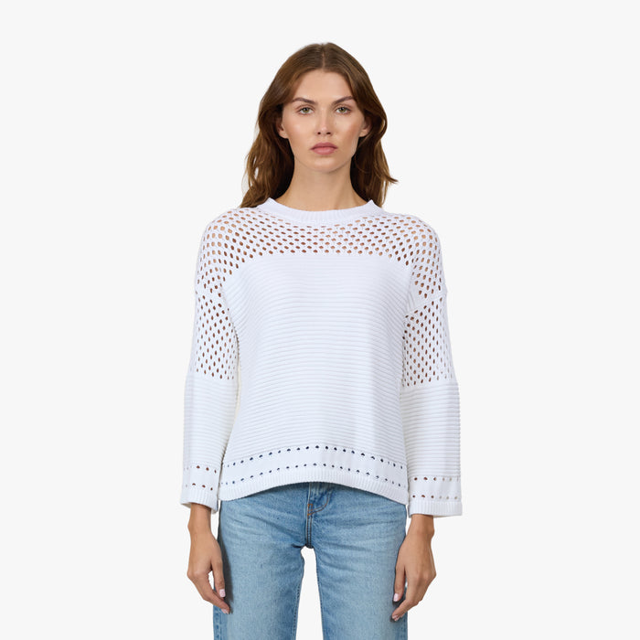 autumn cashmere Boxy Crew w/ Mesh Yoke in Bleach White