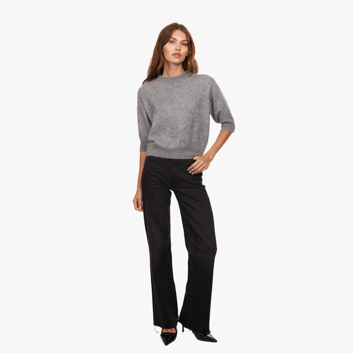 Autumn Cashmere Brushed Elbow Sleeve Boxy Crew In Feather