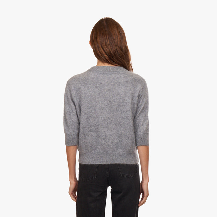 Autumn Cashmere Brushed Elbow Sleeve Boxy Crew In Feather