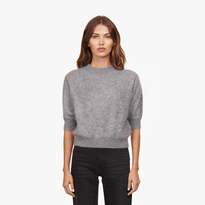 autumn cashmere Brushed Elbow Sleeve Boxy Crew in Feather
