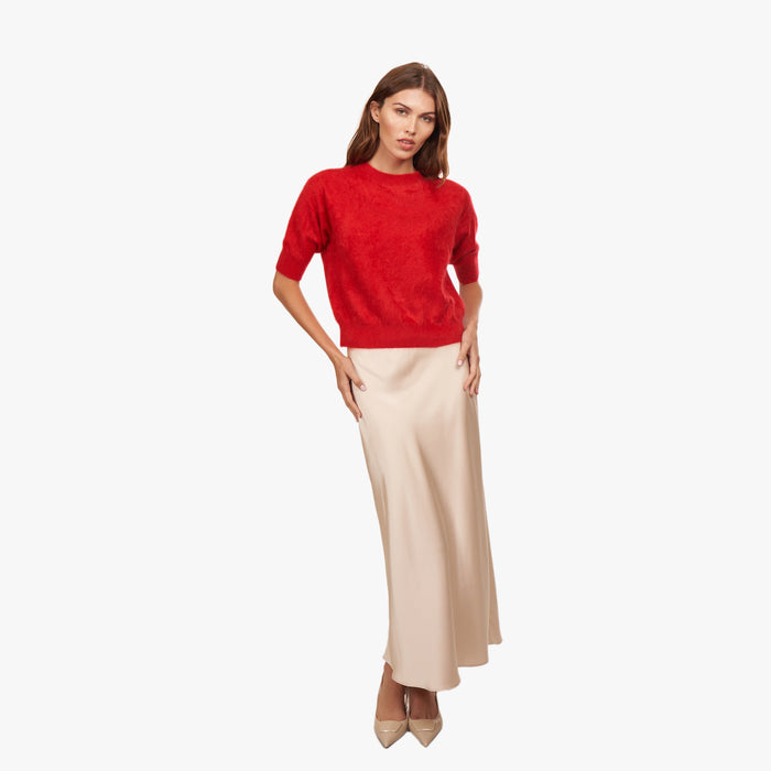Autumn Cashmere Brushed Elbow Sleeve Boxy Crew In Red Alert