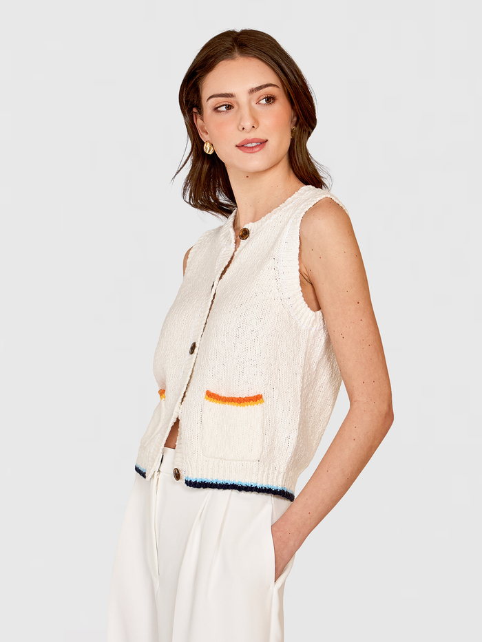 autumn cashmere Button Front Vest w/ Contrast Details