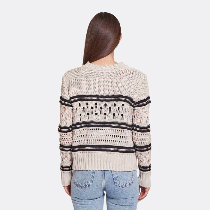 Autumn Cashmere Chunky Multi Stitch Cardigan In Sand Dollar/Black