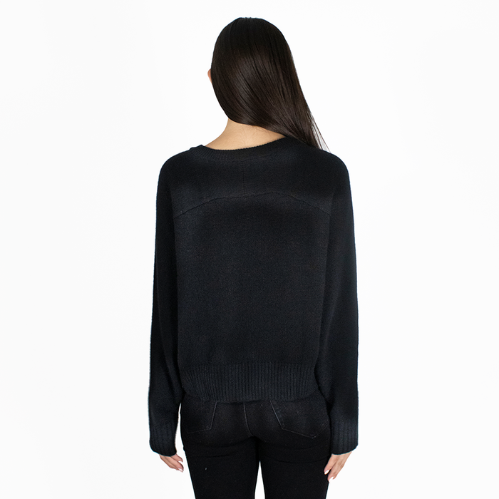 Autumn Cashmere Cropped Boxy Crew Back Yoke In Ebony