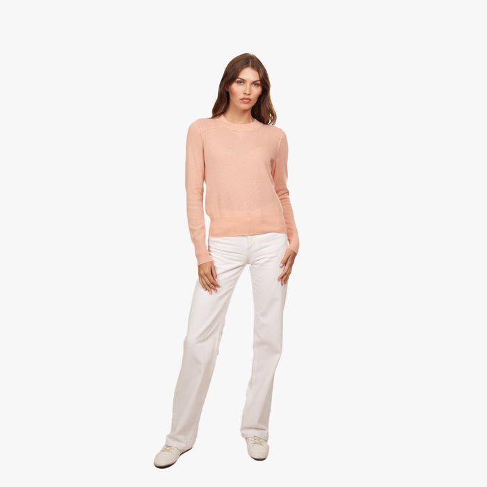 Autumn Cashmere Cropped Crew W/ Reversed Seams In Bellini