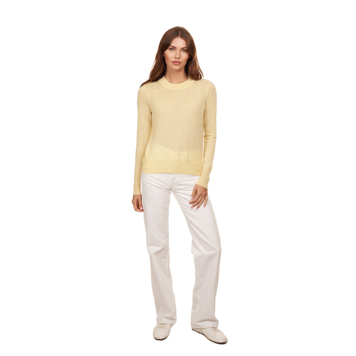 Autumn Cashmere Cropped Crew W/ Reversed Seams In Buttercup