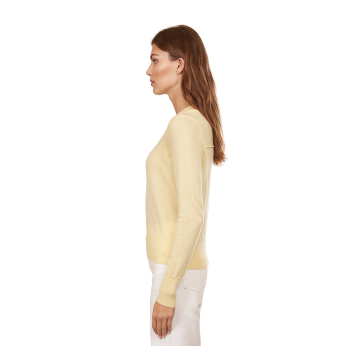 Autumn Cashmere Cropped Crew W/ Reversed Seams In Buttercup