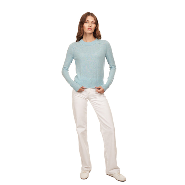Autumn Cashmere Cropped Crew W/ Reversed Seams In Pond