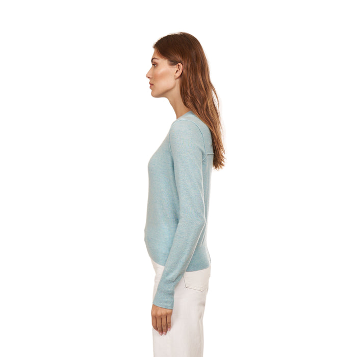 Autumn Cashmere Cropped Crew W/ Reversed Seams In Pond