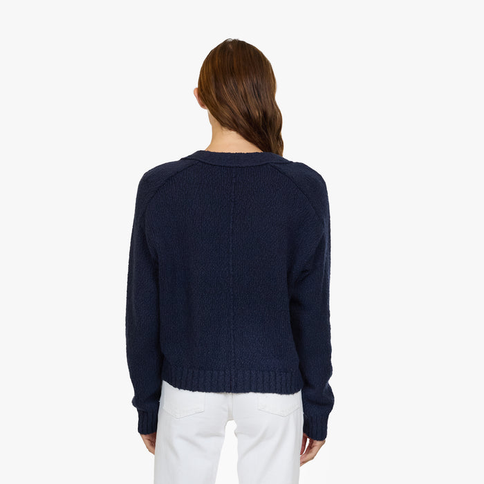 Autumn Cashmere Cropped V Neck Cardigan W/ Pockets In Navy