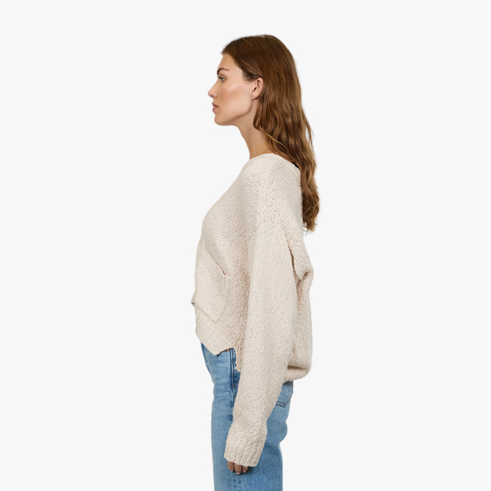 Autumn Cashmere Cropped V Neck Cardigan W/ Pockets In Sand