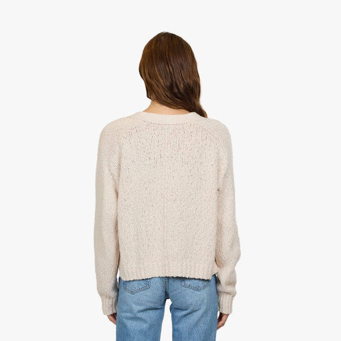 Autumn Cashmere Cropped V Neck Cardigan W/ Pockets In Sand