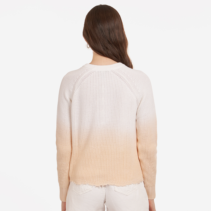 Autumn Cashmere Dip Dye Scallop Shaker Crew In Bleach White/Latte