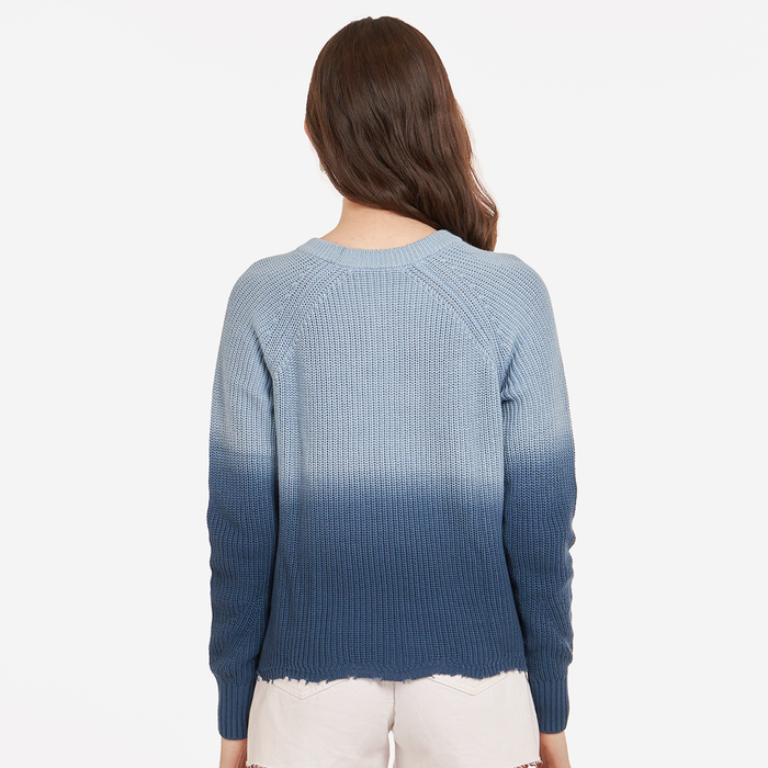 Autumn Cashmere Dip Dye Scallop Shaker Crew In Sky Navy Blue
