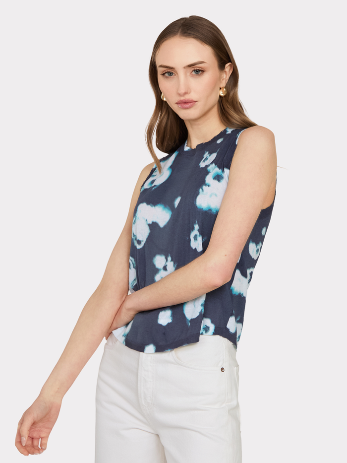 Autumn Cashmere Distressed Edge Blotch Print Muscle Tee