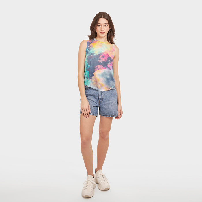 Autumn Cashmere Distressed Edge Cloud Print Muscle Tee