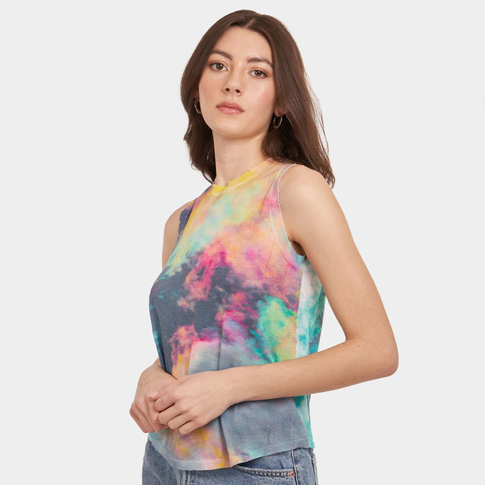 Autumn Cashmere Distressed Edge Cloud Print Muscle Tee