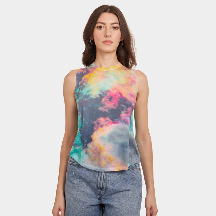 autumn cashmere Distressed Edge Cloud Print Muscle Tee
