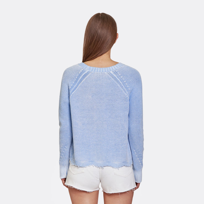Autumn Cashmere Distressed Inked Scallop Shaker V In Glacier