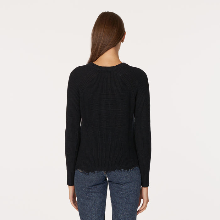 Autumn Cashmere Distressed Scallop Shaker In Navy Blue