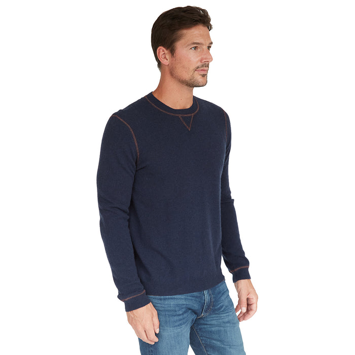 Autumn Cashmere Double Coverstitch Crew In Navy/Merlot