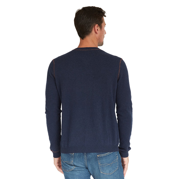 Autumn Cashmere Double Coverstitch Crew In Navy/Merlot