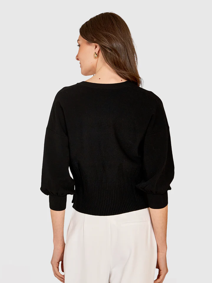 Autumn Cashmere Drop Shoulder Cardigan W/ Ottoman Ribs In Black