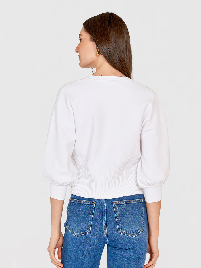 Autumn Cashmere Drop Shoulder Cardigan W/ Ottoman Ribs In White
