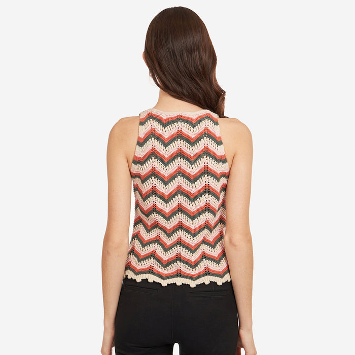 Autumn Cashmere Flame Stitch Button Front Halter In Papaya