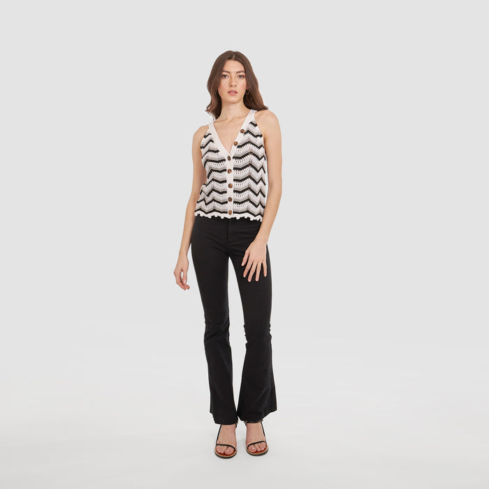 Autumn Cashmere Flame Stitch Button Front Halter In Sweatshirt