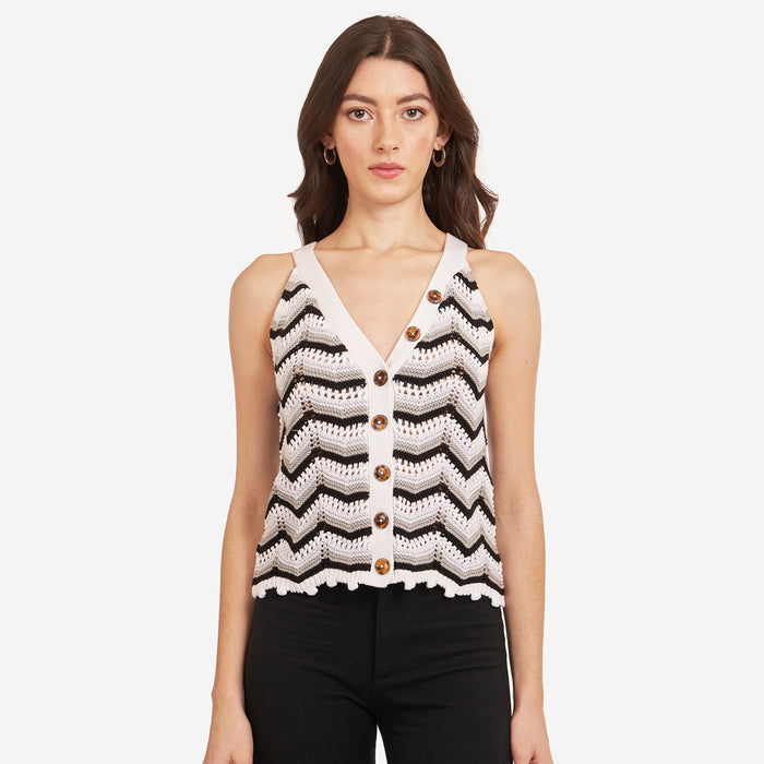 autumn cashmere Flame Stitch Button Front Halter in Sweatshirt