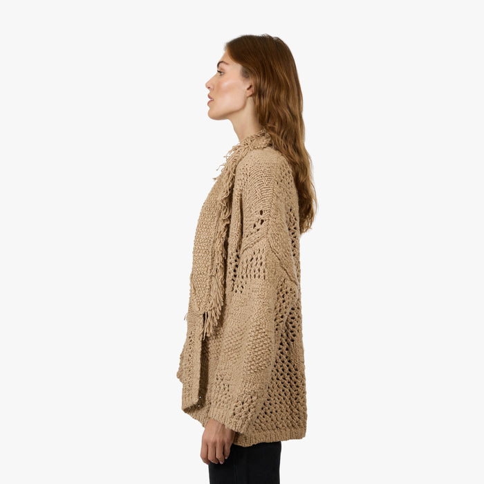Autumn Cashmere Fringed Shawl Collar Jacket In Paper Bag