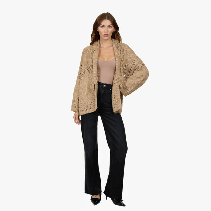 Autumn Cashmere Fringed Shawl Collar Jacket In Paper Bag