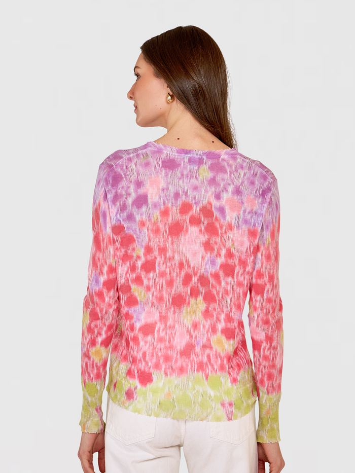 Autumn Cashmere Gradient Botanic Print Distressed Crew
