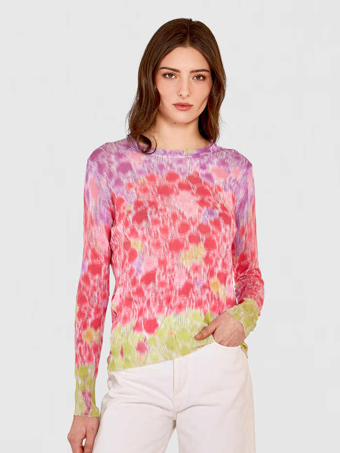 autumn cashmere Gradient Botanic Print Distressed Crew