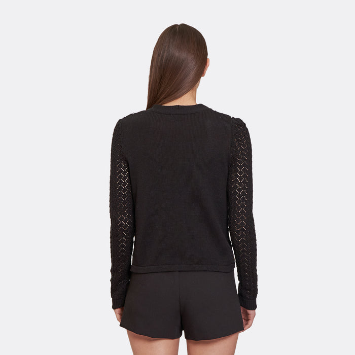 Autumn Cashmere Hand Crochet Daisy Cardigan In Black Combo