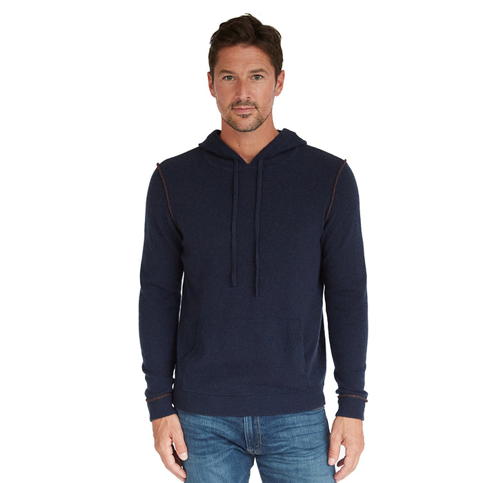 autumn cashmere Hoodie with 2-Color Pipping in Navy/Pepper