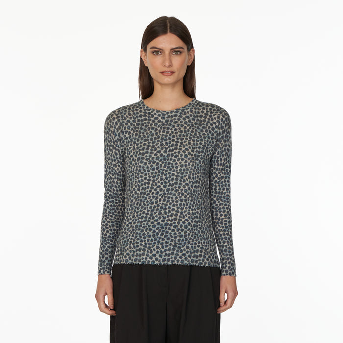 autumn cashmere Leopard Print Distressed Sheer Crew