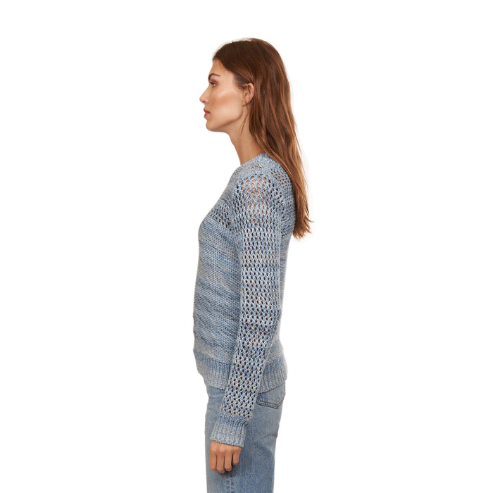 Autumn Cashmere Marled Mesh Crew In Stonewash Combo