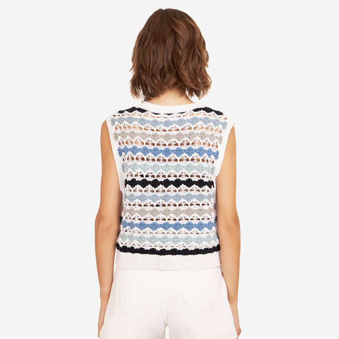 Autumn Cashmere Multi Pointelle Cropped Tabard With Inserts