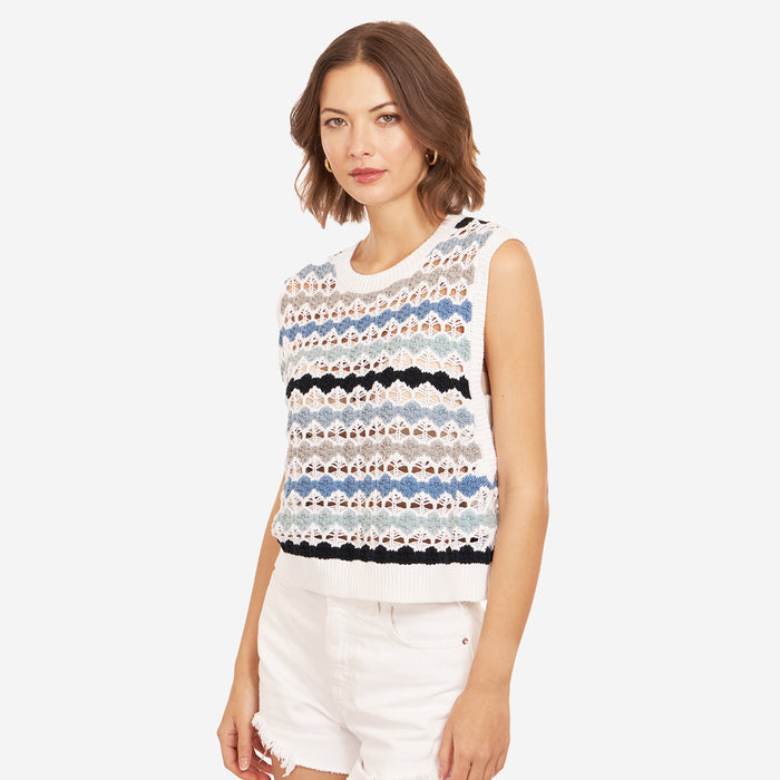 Autumn Cashmere Multi Pointelle Cropped Tabard With Inserts