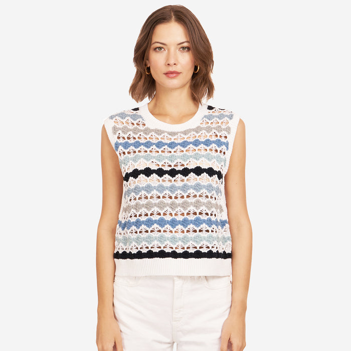 autumn cashmere Multi Pointelle Cropped Tabard with Inserts