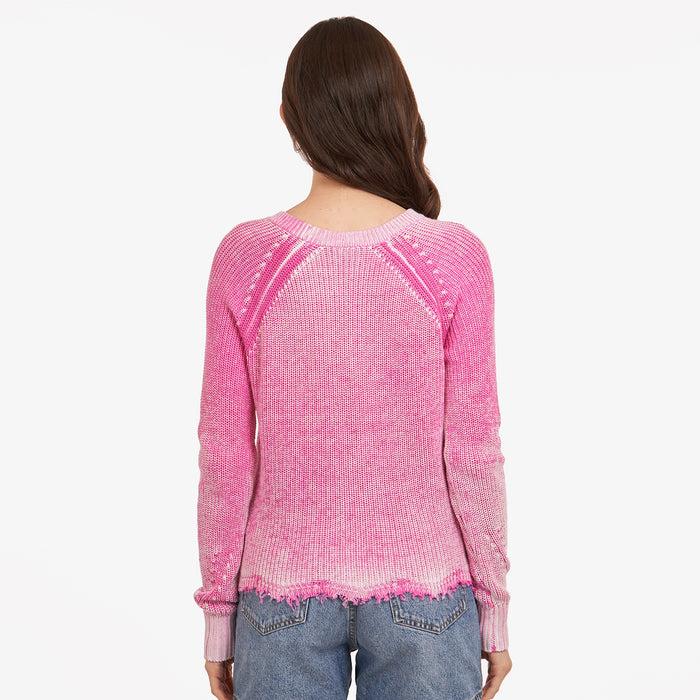 Autumn Cashmere Neon Inked Scallop Shaker Crew In Bubble Gum
