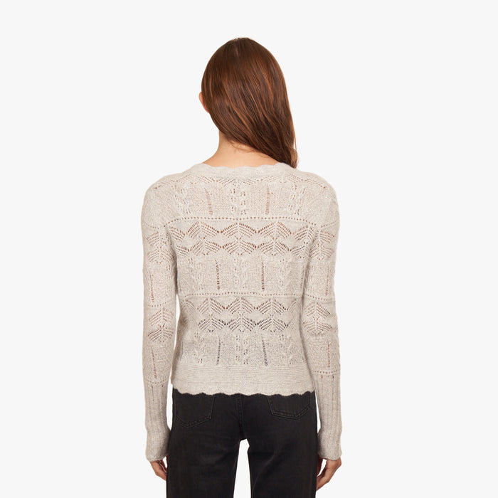 Autumn Cashmere Open Pointelle Sequin V-Neck Cardigan
